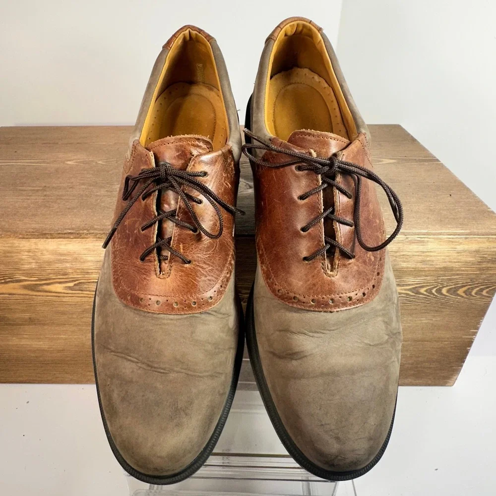 G.H. Bass Leather Oxford Saddle Shoes Mens 11 Two Tone Brogue Old Money Academia